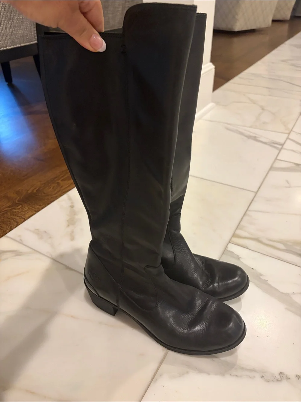 UGG Black Over-the-Knee Leather Riding Boots